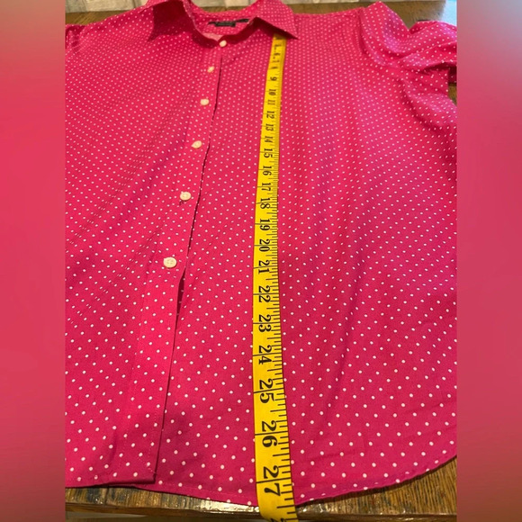 LAUREN RALPH LAUREN  pink & white polka dots button down shirt size XL - Picture 6 of 8
